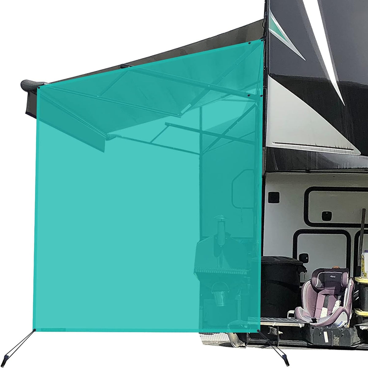 Beige Mesh RV Awning Sun Shade Screen 9'X7' U8914