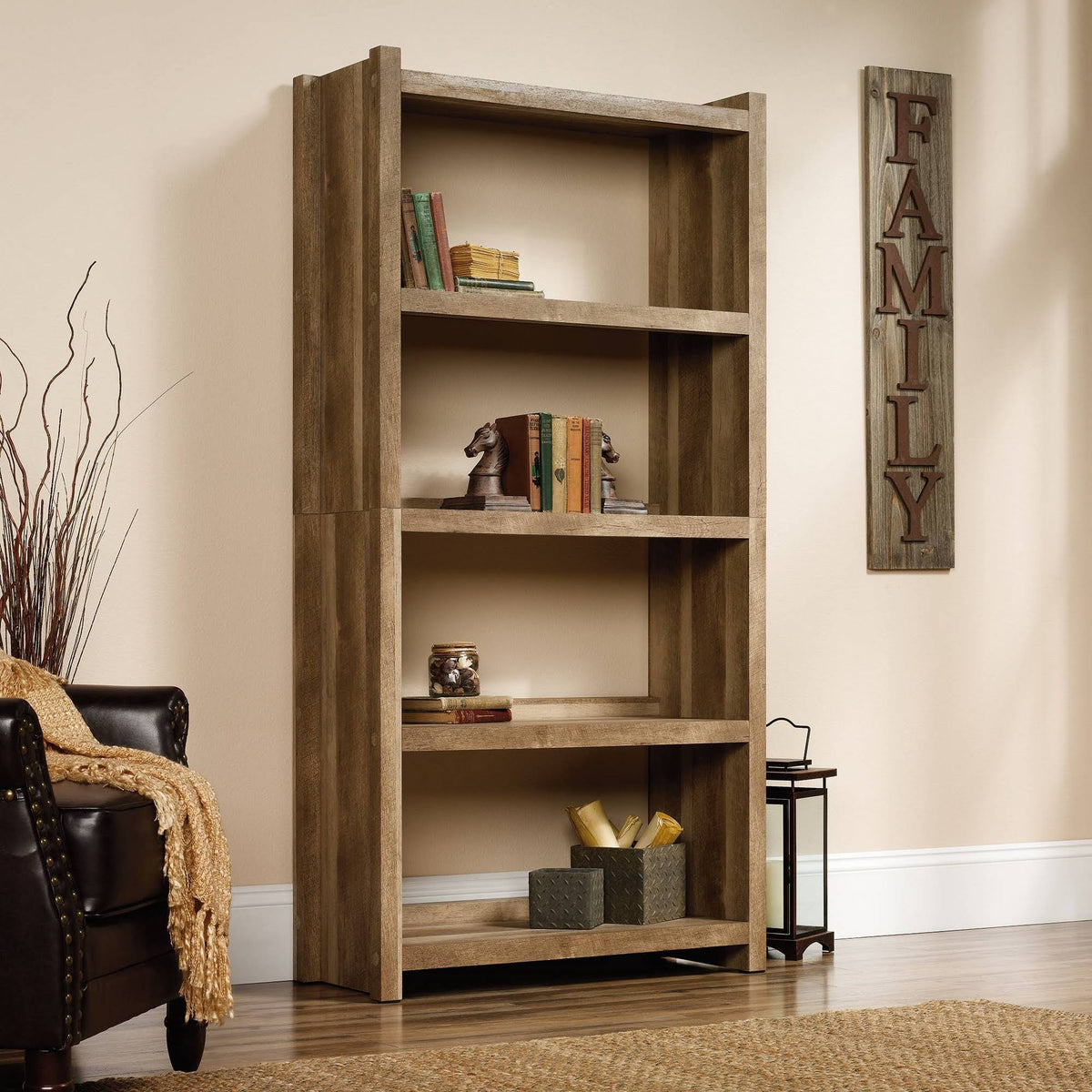 Lintel Oak Finish Storage Bookcase G490068