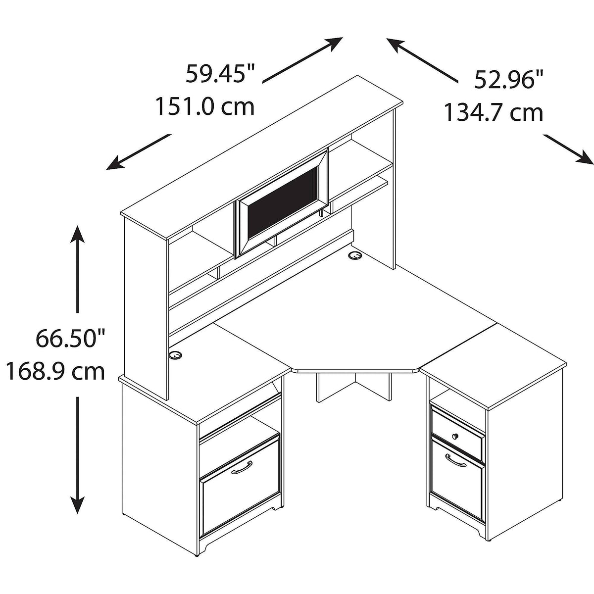 Corner Desk with Hutch and 2 Drawer File Cabinet N608845