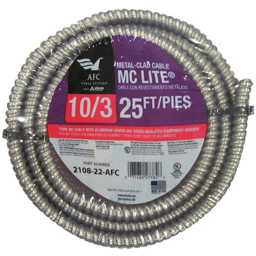 10/3 x 25 ft. Solid MC Lite Cable D6562