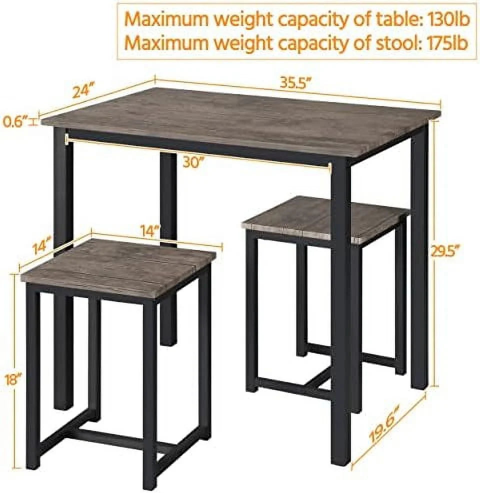 Industrial Dining Table Set with 2 Stools G135443