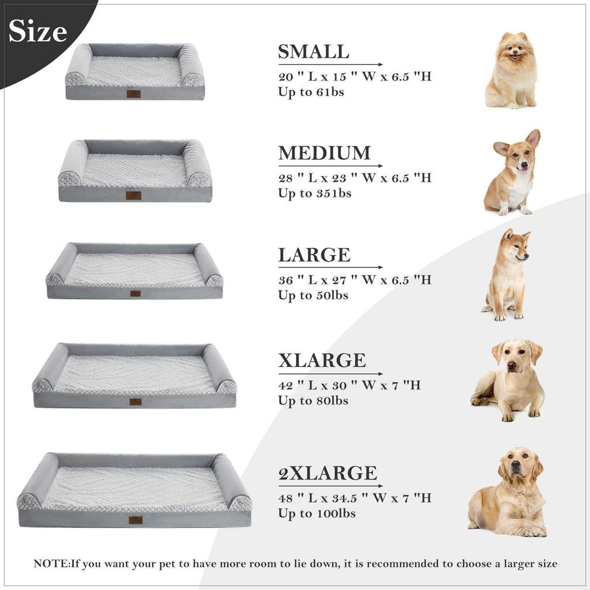 Orthopedic Sofa Dog Bed with Removable Waterproof Cover S7293