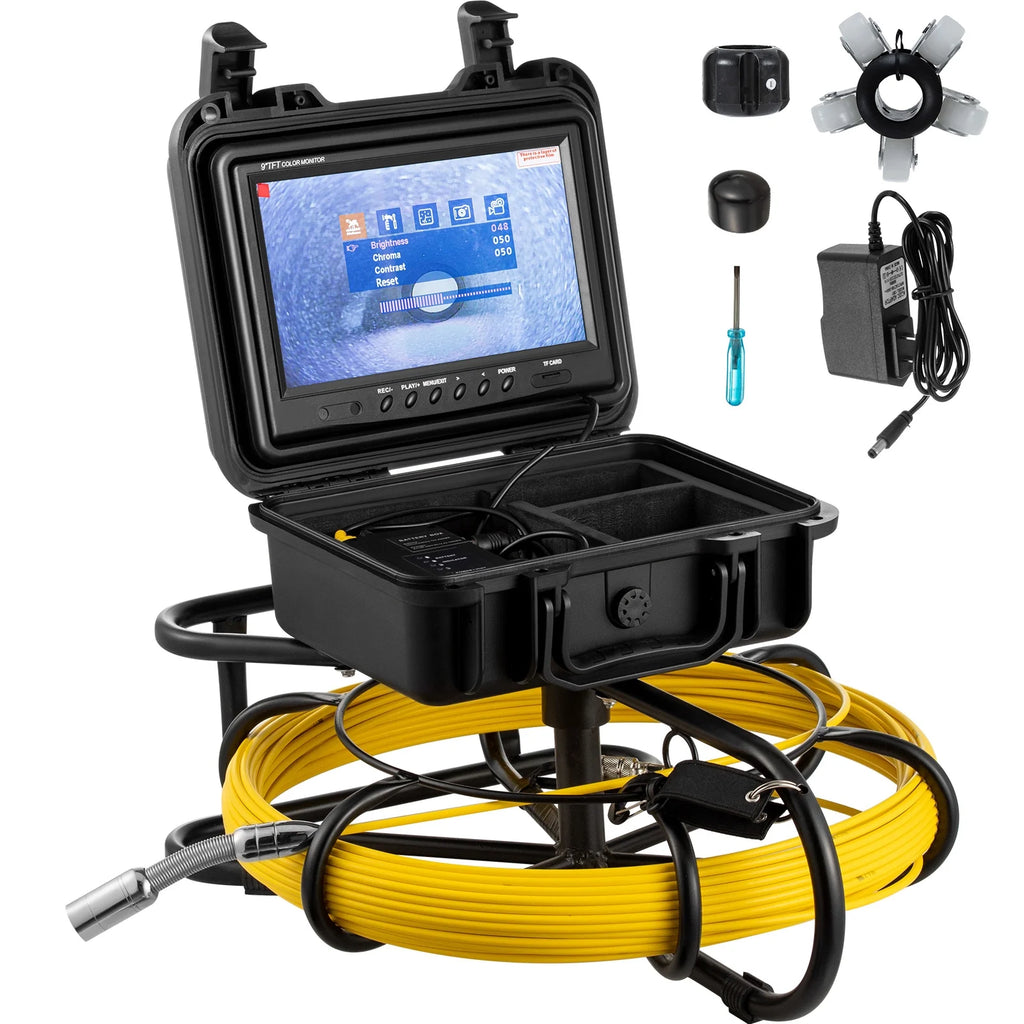 Sewer Camera 150ft/45.6m with 9 in Color LCD Monitor, IP68 Waterproof Pipe Camera W36025