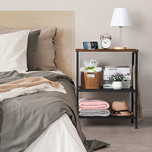 3 Tier Brown Rolling Utility Cart with Storage S359