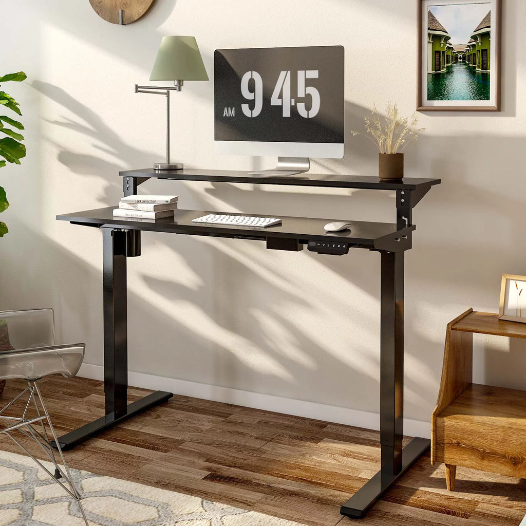48"x24" Black 2-Tier Height Adjustable Standing Desk I935165