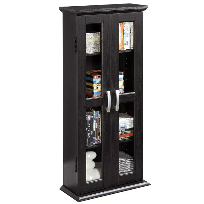 Black Media Tower Storage Cabinet F750827
