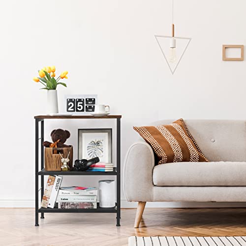 3 Tier Brown Rolling Utility Cart with Storage S359