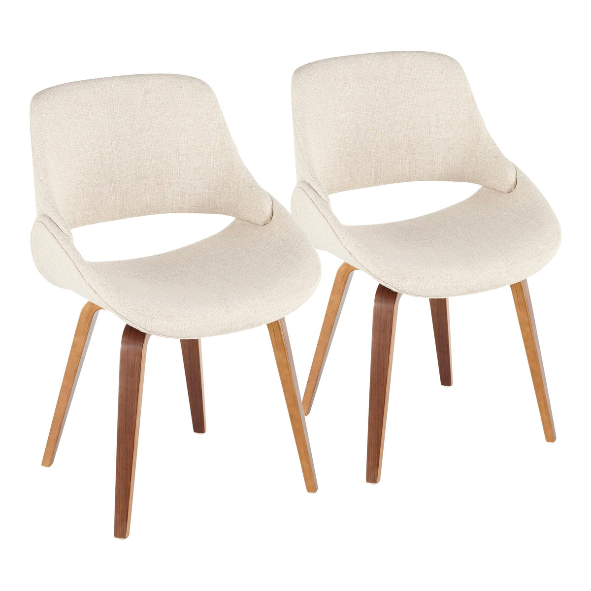 Walnut Cream Fabric Dining Accent Chair Set of 2 T87052