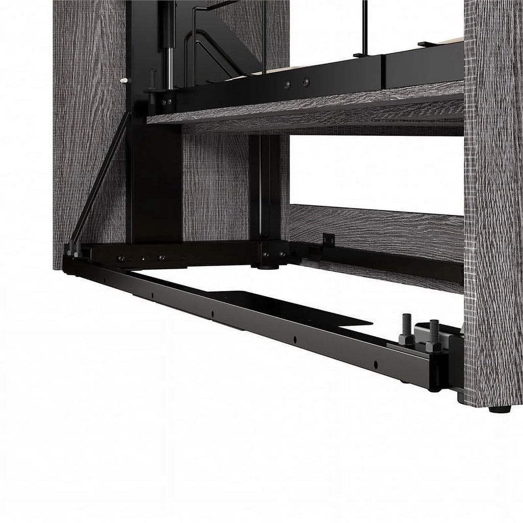 Bark Gray Full Murphy Bed with Storage Cabinets X7354