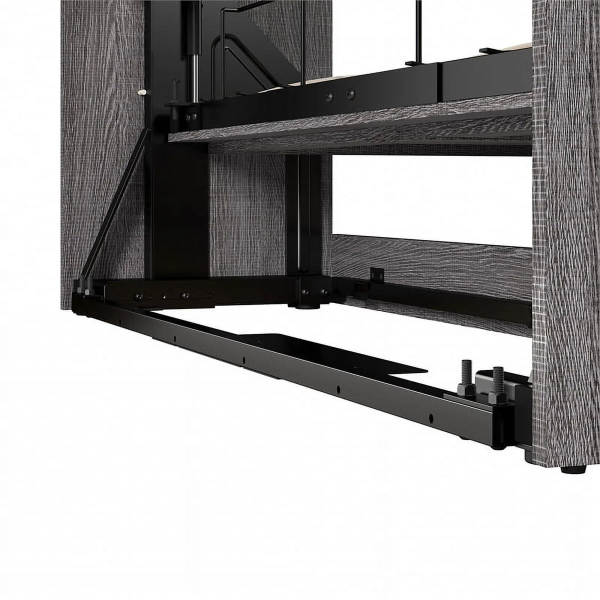 Bark Gray Full Murphy Bed with Storage Cabinets X7354