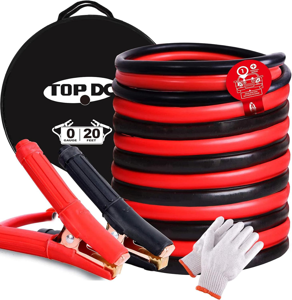 0 Gauge 25 Feet Heavy Duty Booster Cables with Carry Bag T5330