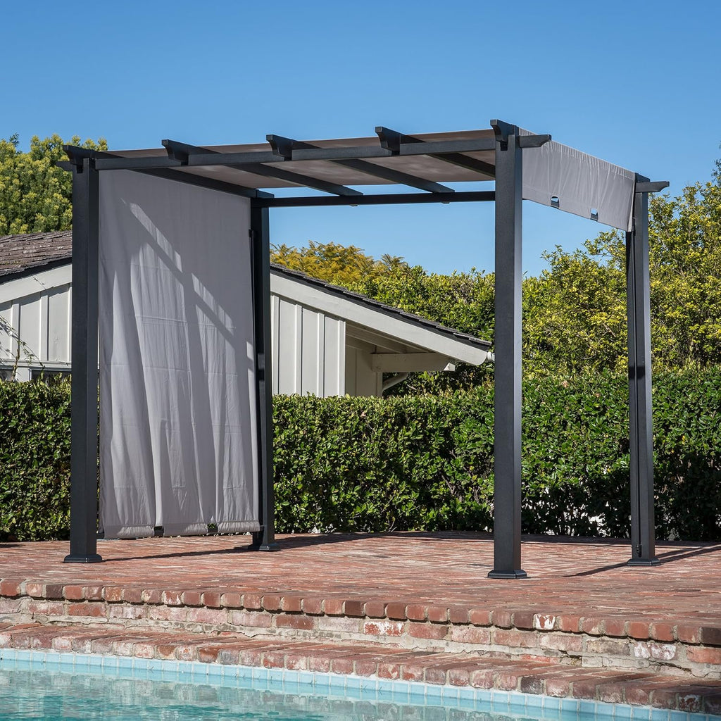 8 x 10 Ft. Metal Pergola with Adjustable Gray Canopy P835