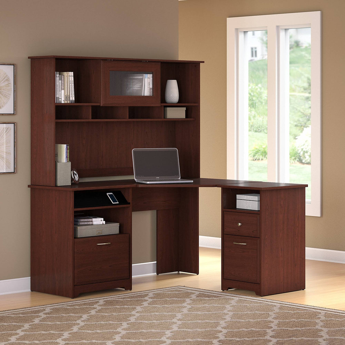 Corner Desk with Hutch and 2 Drawer File Cabinet N608845