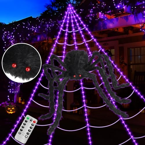 Giant Spider Halloween Projector with Spider Webs Lights Set B7112