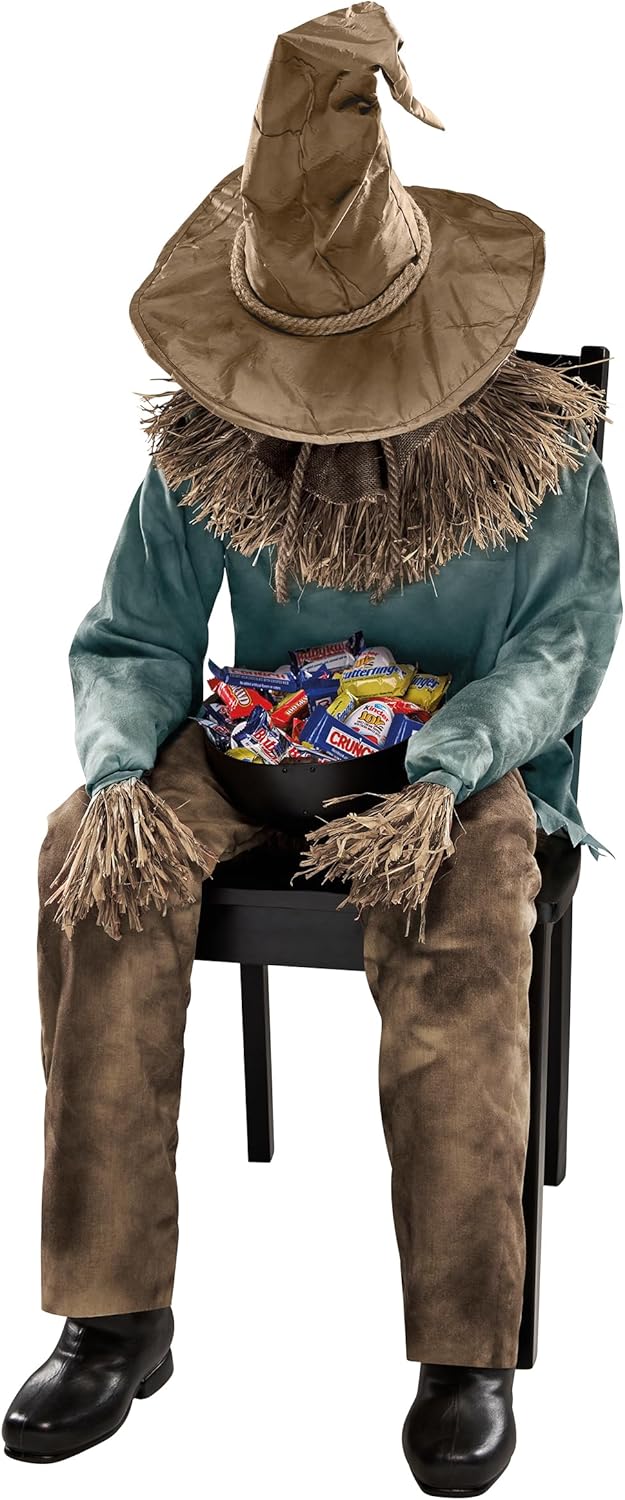 4.5 Ft Scary Sitting Scarecrow Animatronic N990