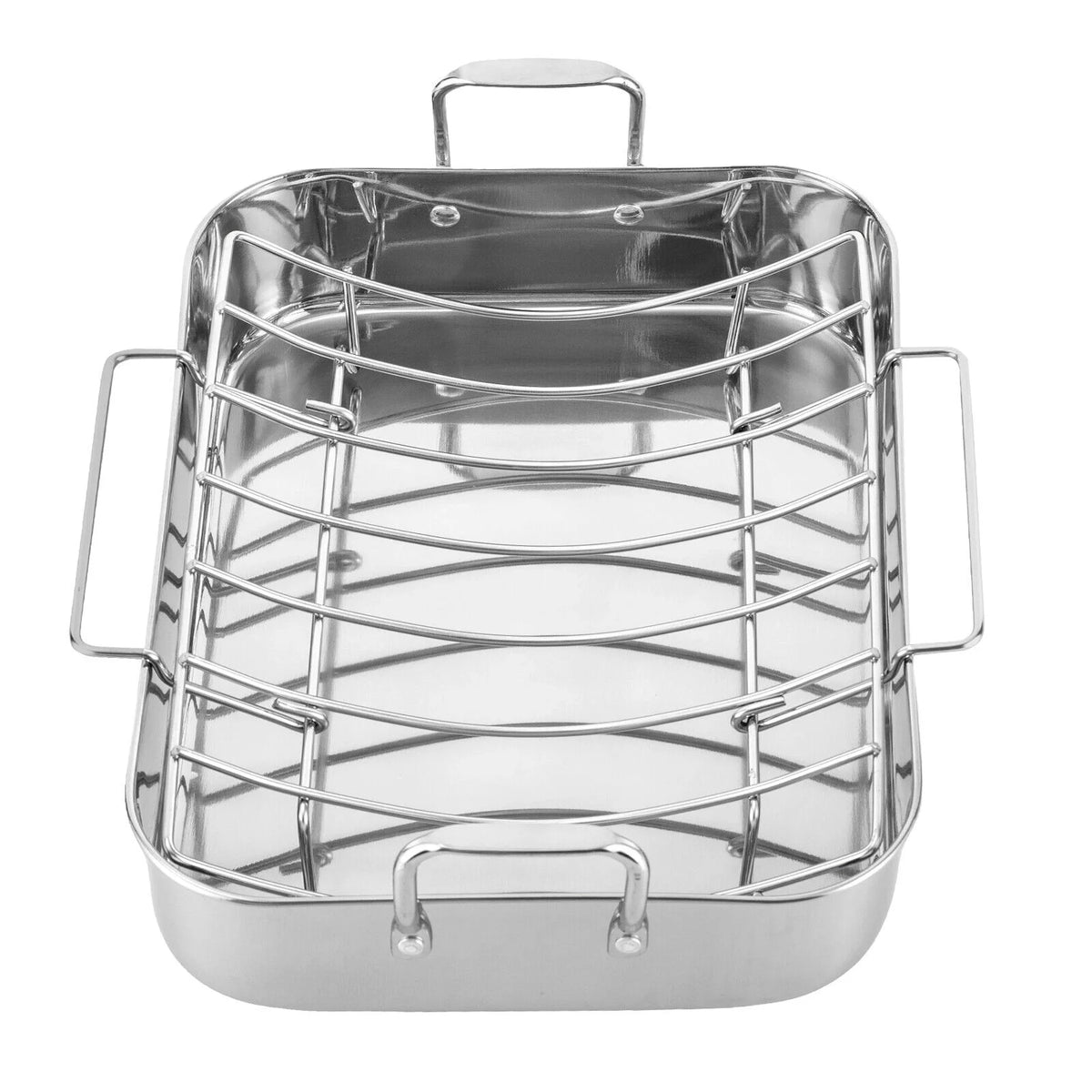 Stainless Steel Roasting Pan with Nonstick Rack 16.5" x 12" X8802