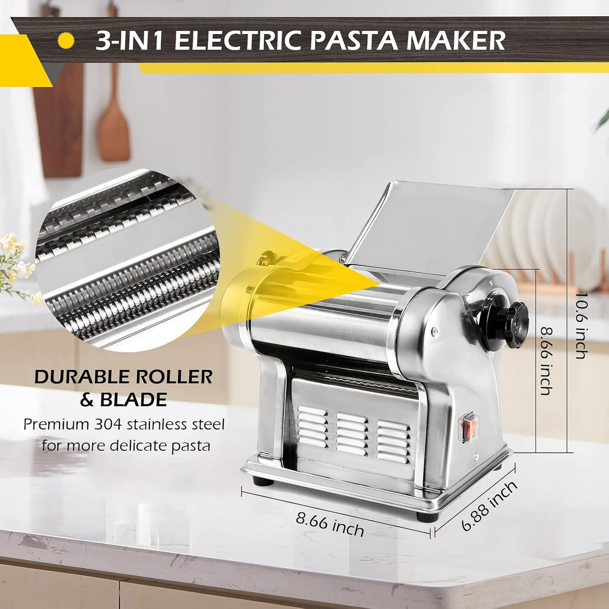 Electric Pasta Maker Noodle Maker Machine Stainless Steel 135W R6075