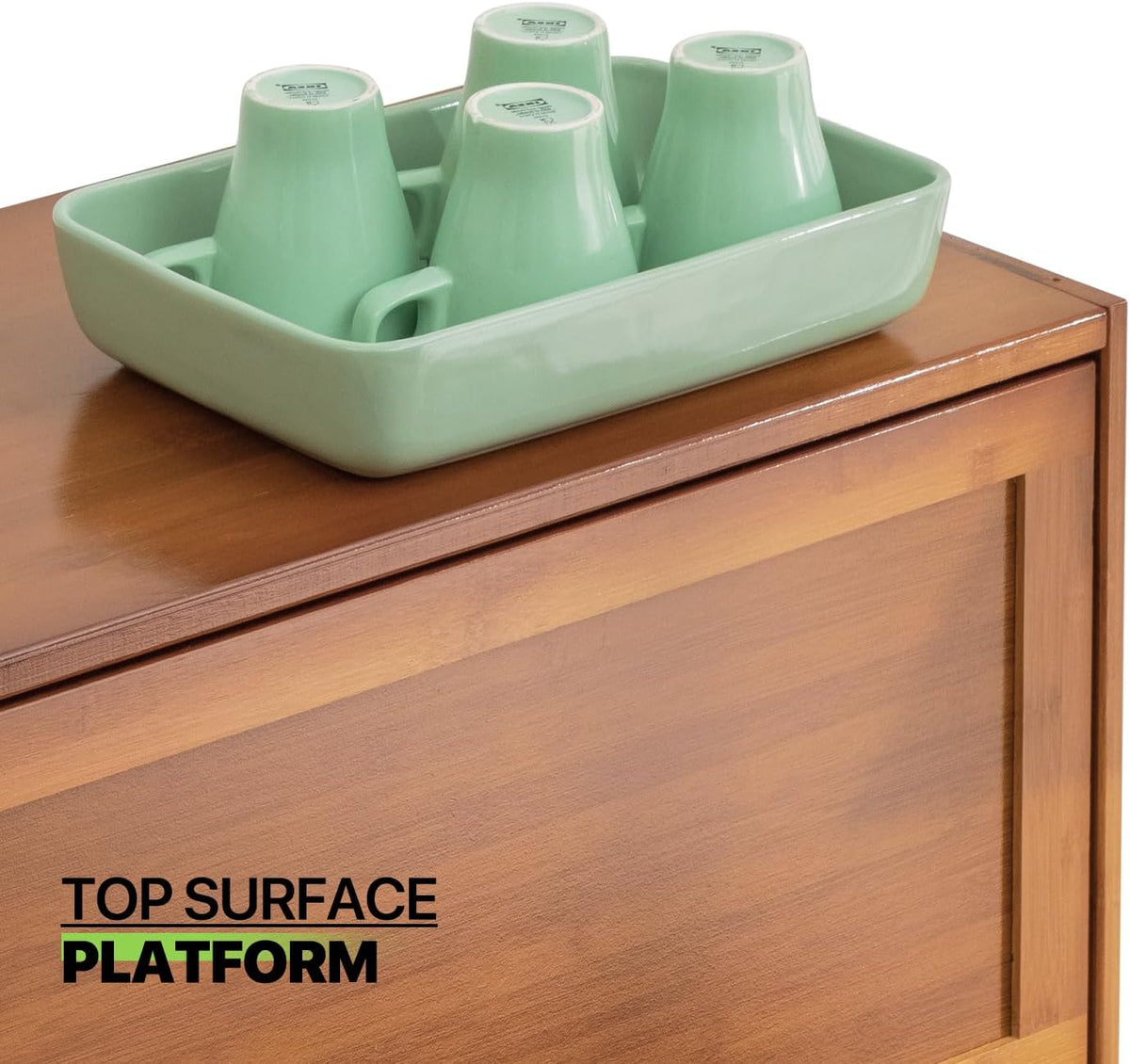 Tall Bamboo Shoe Storage Cabinet with Doors, 10 Tier Freestanding Shoe Shelf Rack G43892