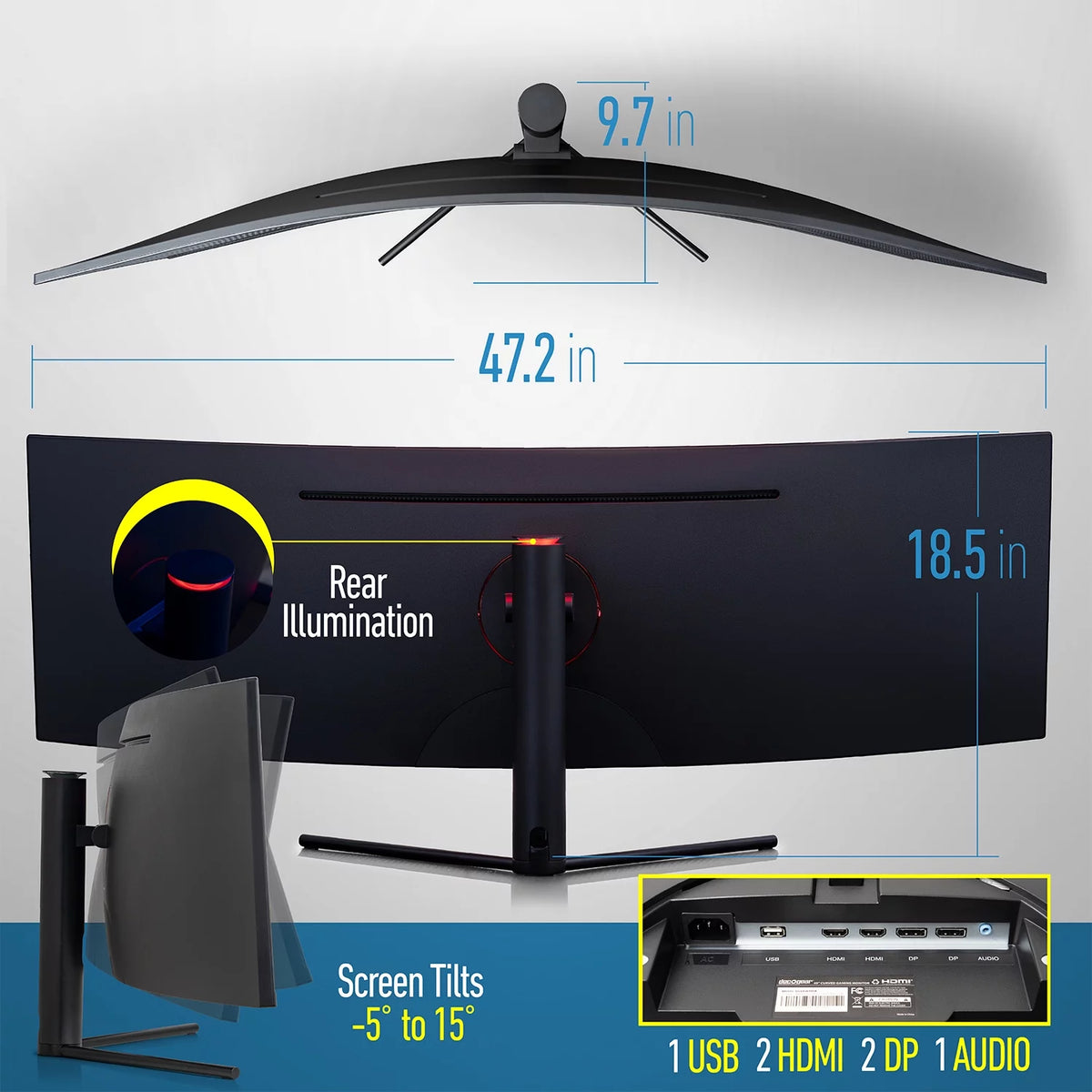 49" Curved Ultrawide 5K Gaming Monitor, 32:9, 120 Hz V9521