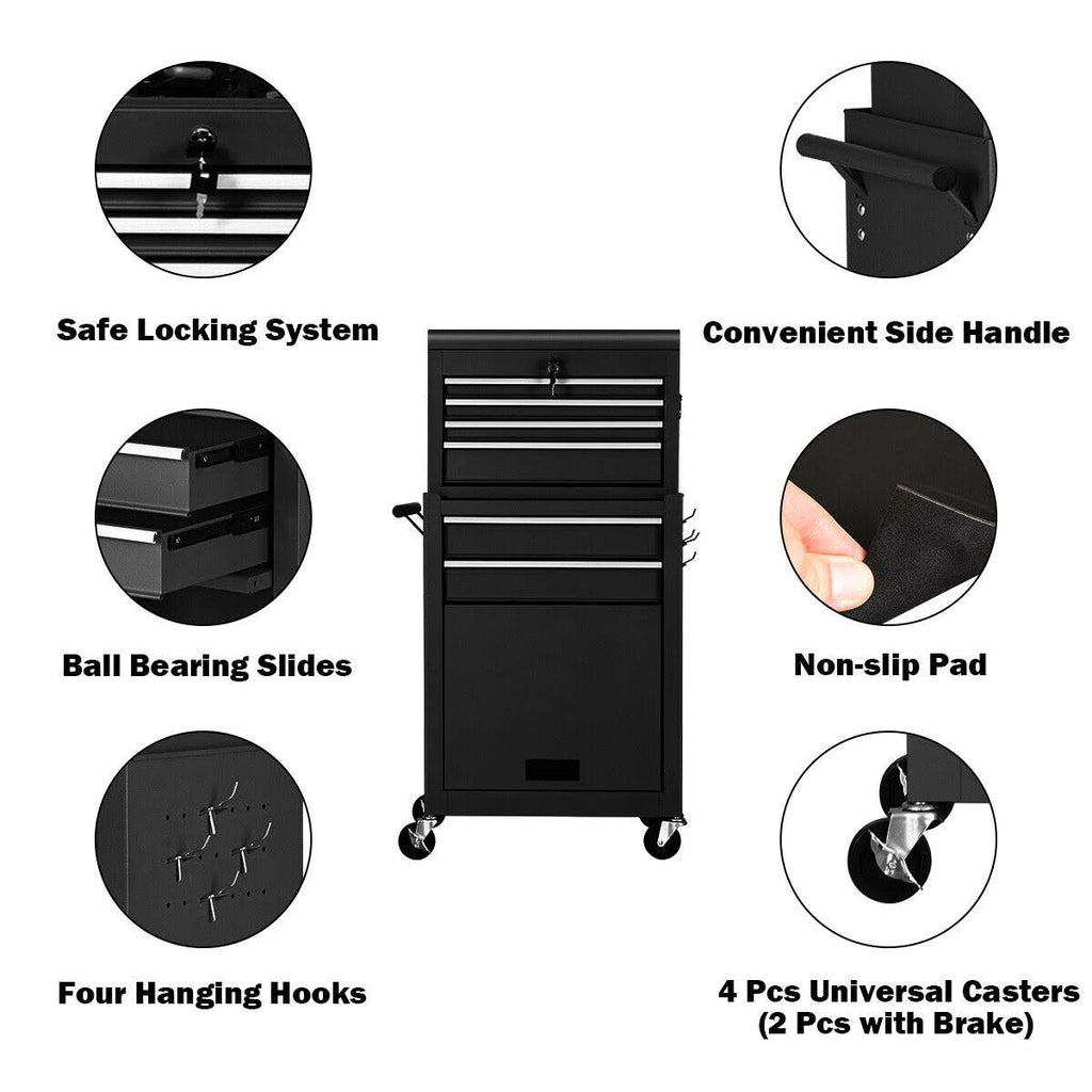 Black Rolling Storage Cabinet Toolbox N5065