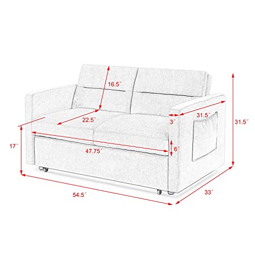 Grey Chenille Fabric Convertible Sofa with Adjustable Back O450