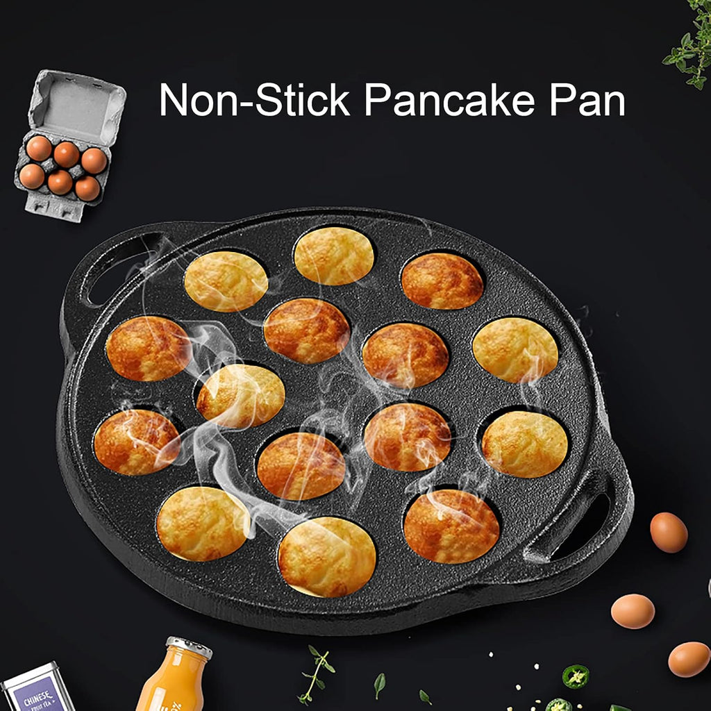 Non-Stick Cast Iron Aebleskiver Pan, 1.5" diameter R365