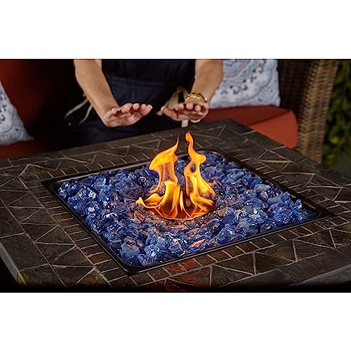 30-Inch Square 30,000 BTU Propane Outdoor Fire Pit Table with Blue Fire Glass A433