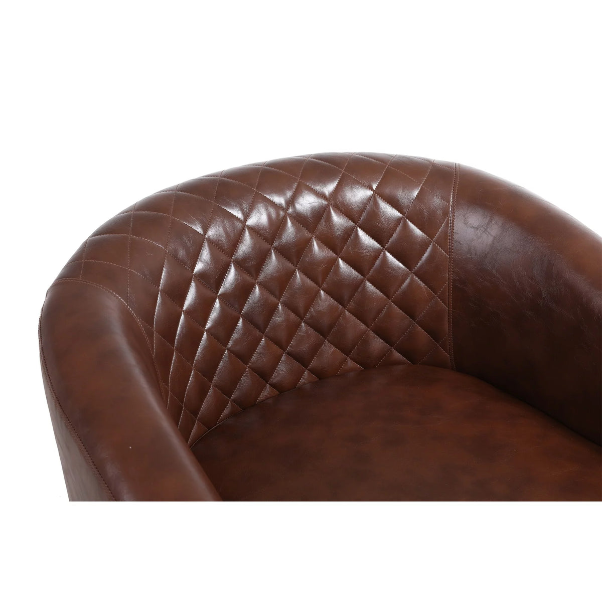 Black PU Leather Barrel Chair with Nailheads U44253
