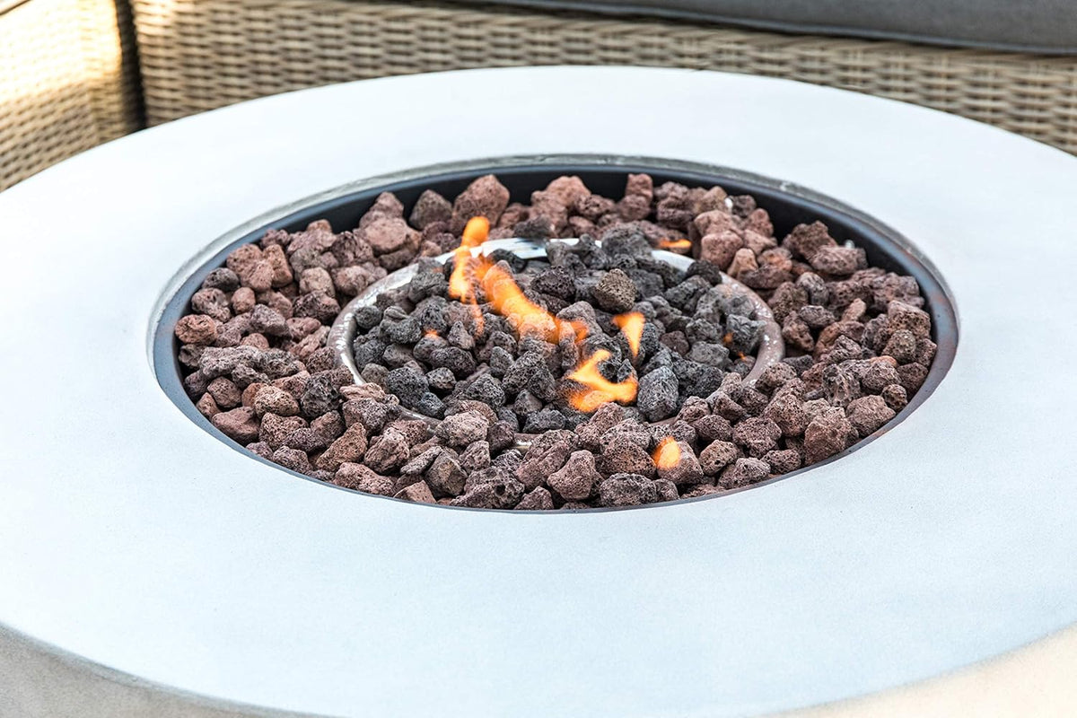 Concrete Propane Gas Fire Pit Table with PVC Cover and Lava Rocks, 50,000 BTU, 36 inch, Light Gray A5838