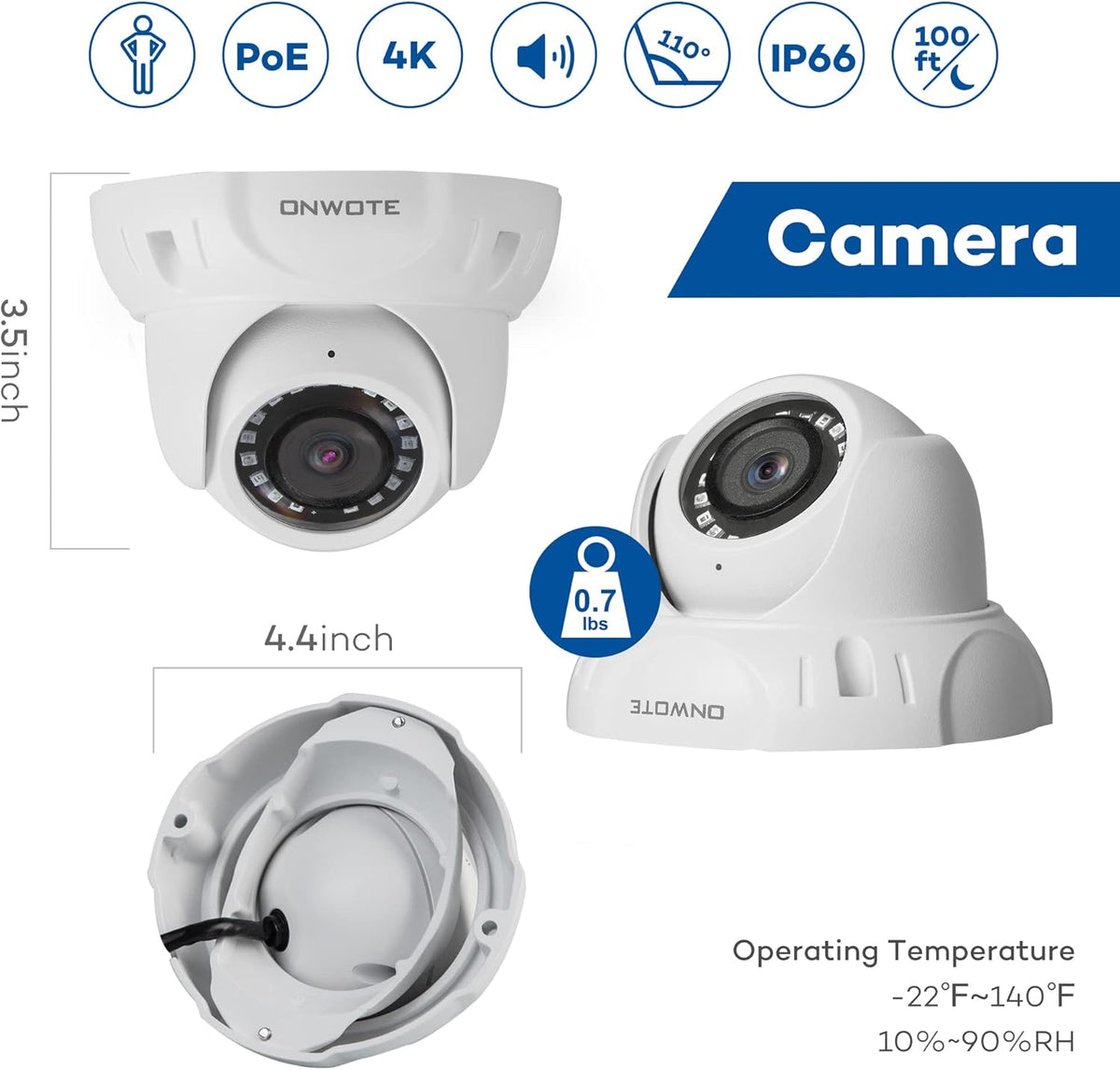 4K PoE IP Dome Security Camera with Audio S743065