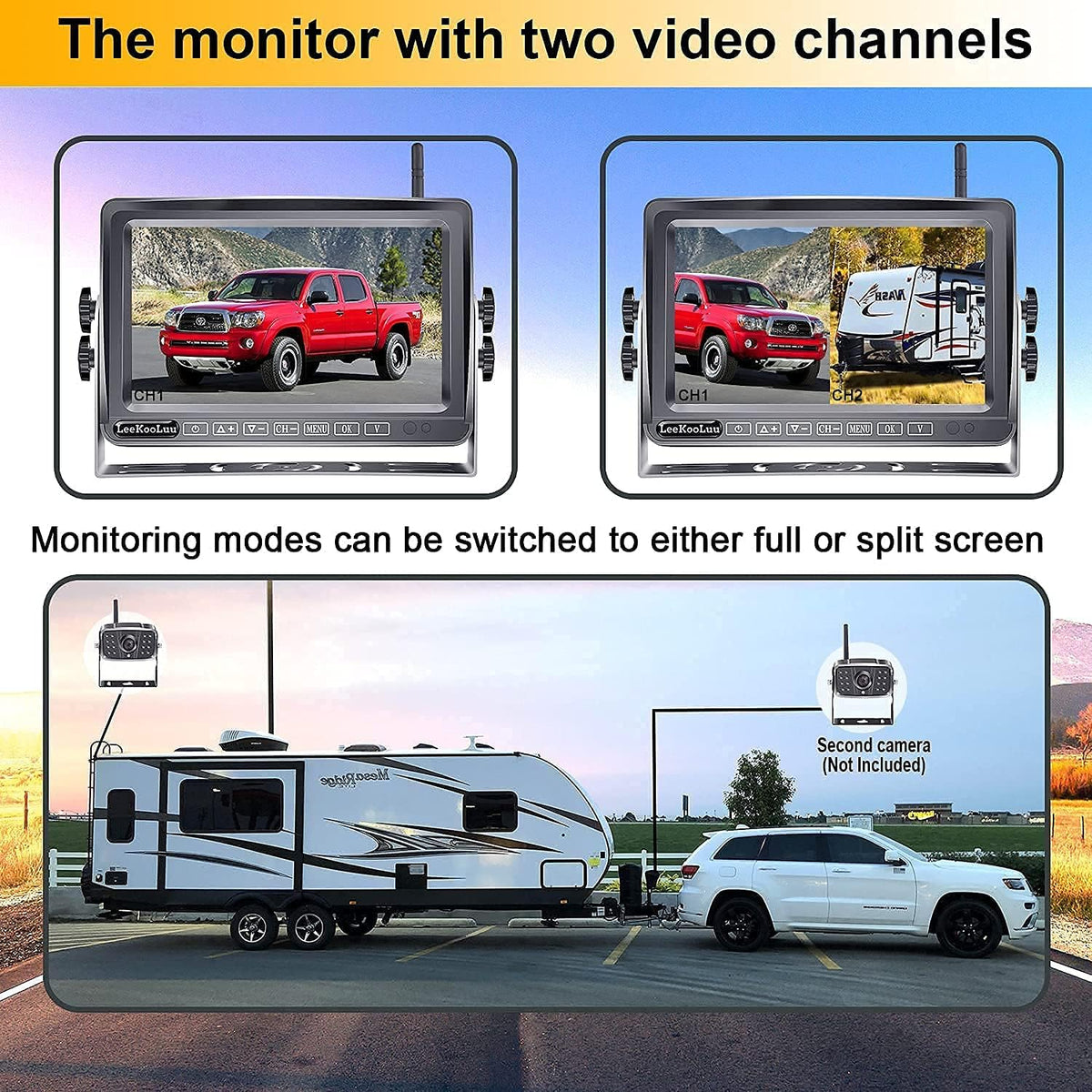 Wireless HD 1080P Backup Camera 7 Inch Monitor Rear View System A894