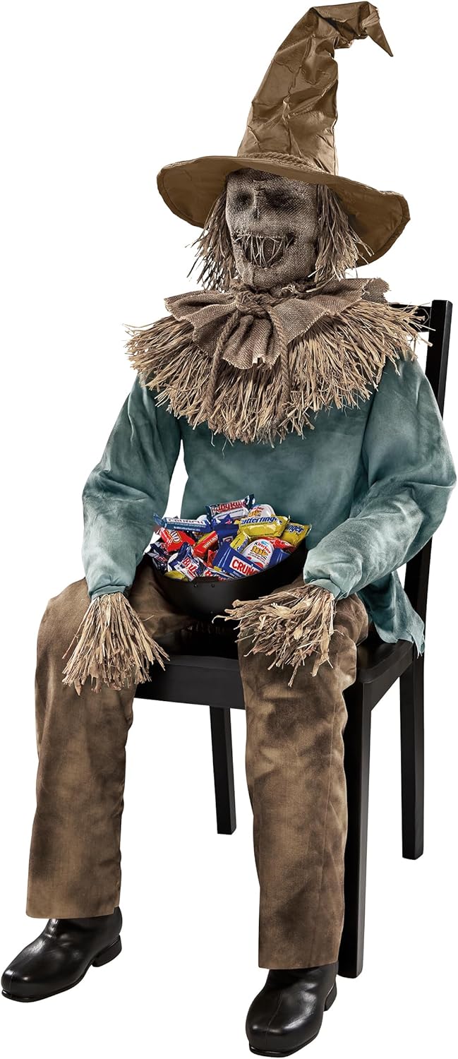 4.5 Ft Scary Sitting Scarecrow Animatronic N990