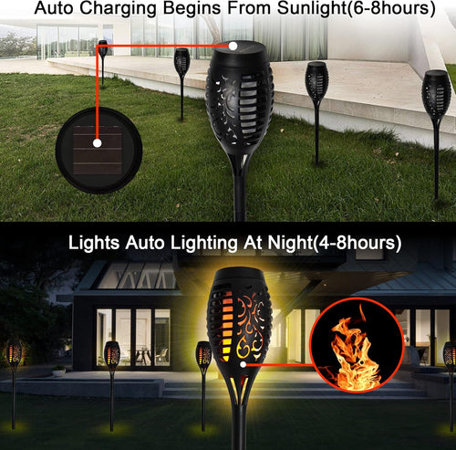12-Pack Solar Torch Flame Lights Outdoor Waterproof D3497