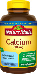 Calcium 600 mg with Vitamin D3 Dietary Supplement 100 Softgels J120794