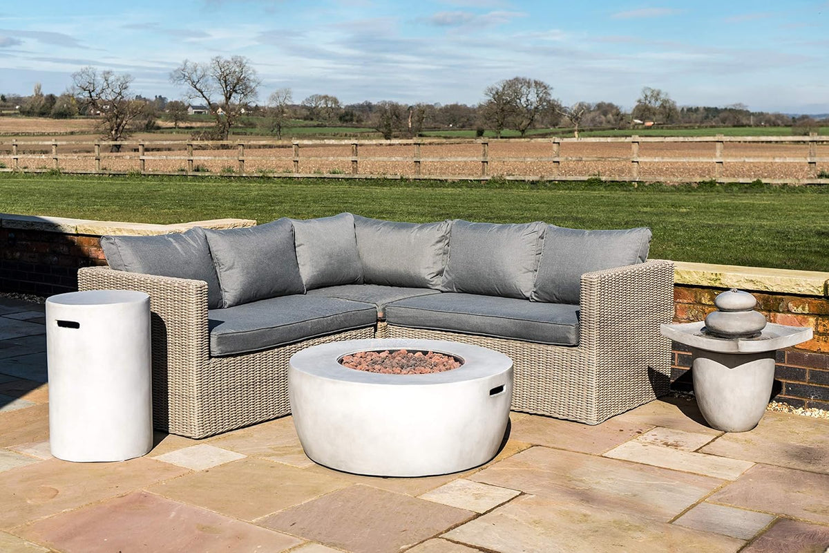 Concrete Propane Gas Fire Pit Table with PVC Cover and Lava Rocks, 50,000 BTU, 36 inch, Light Gray A5838