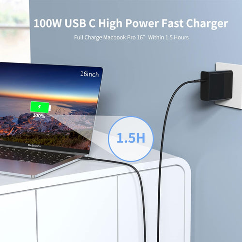 100W USB C GaN Charger with 6.6ft USB C Cable A61122