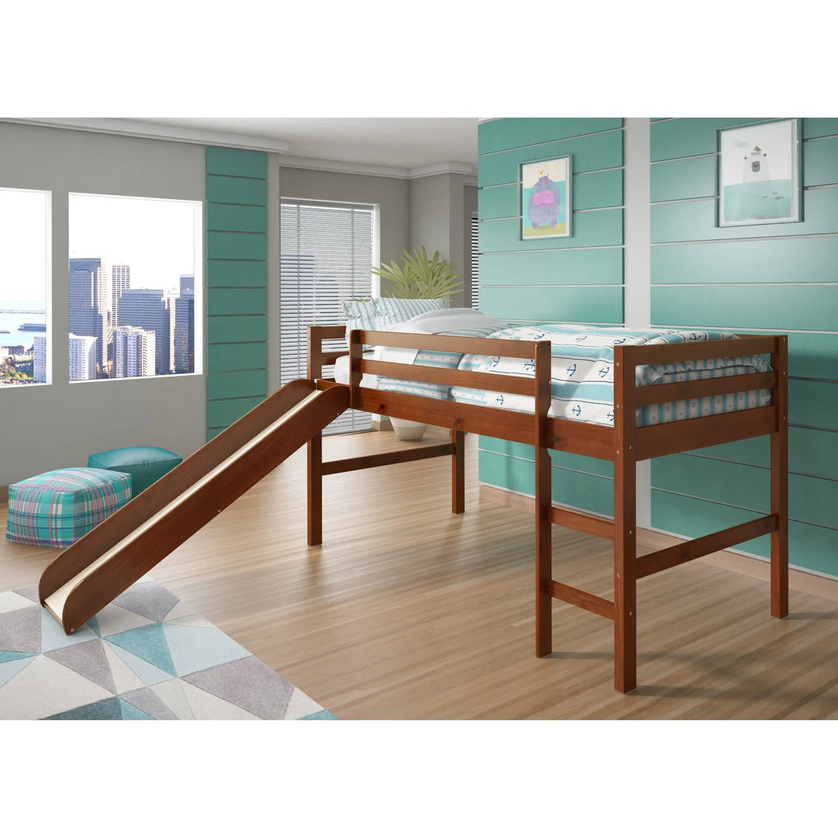 Twin Solid Wood Low Loft Bed I91002