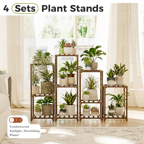 4 Sets Wooden Plant Stands Z69564