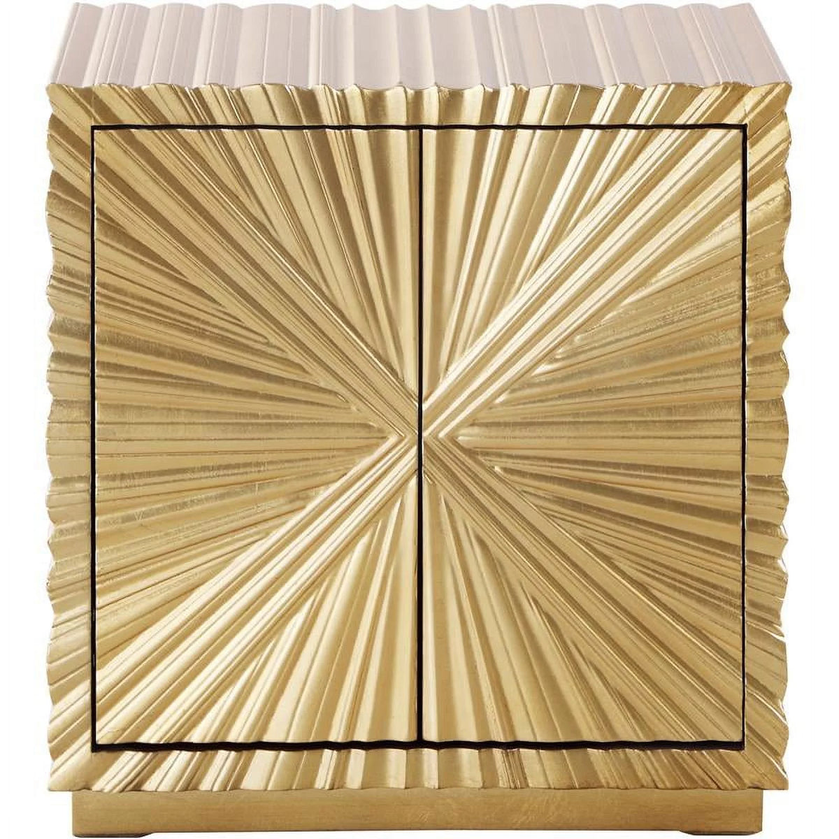 Contemporary Wood Side Table in Gold Leaf Finish O60178