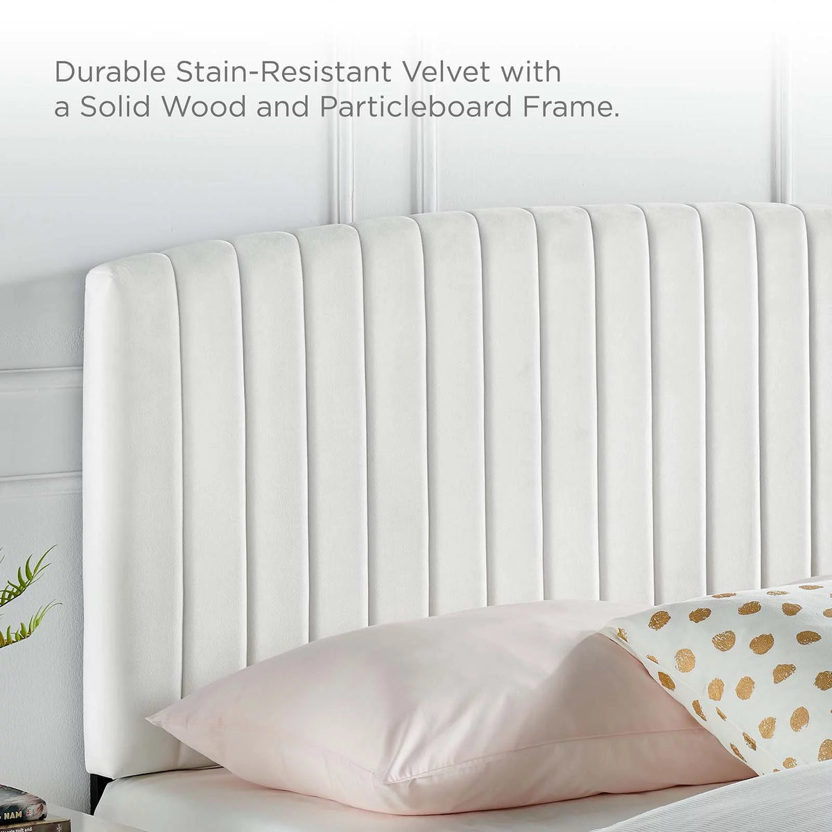 White Twin Size Velvet Platform Bed Frame U3835