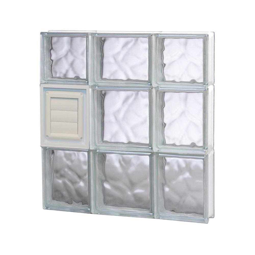 Wavy Glass Pattern Frameless Replacement Glass Block Window I8485