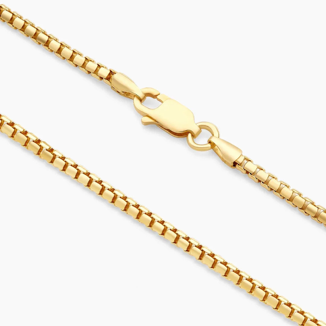 14K Yellow Gold 3.5MM Hollow Round Box Chain Necklace S408348