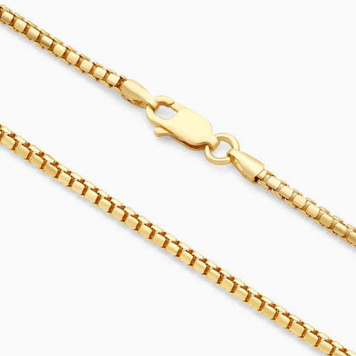14K Yellow Gold 3.5MM Hollow Round Box Chain Necklace S408348