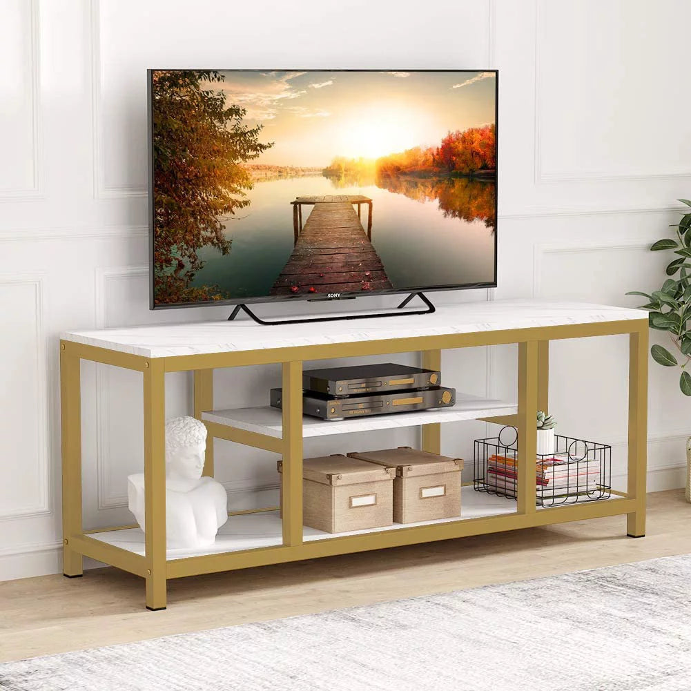 59 Inches 3-Tier TV Stand with Faux Marble Veneer S188