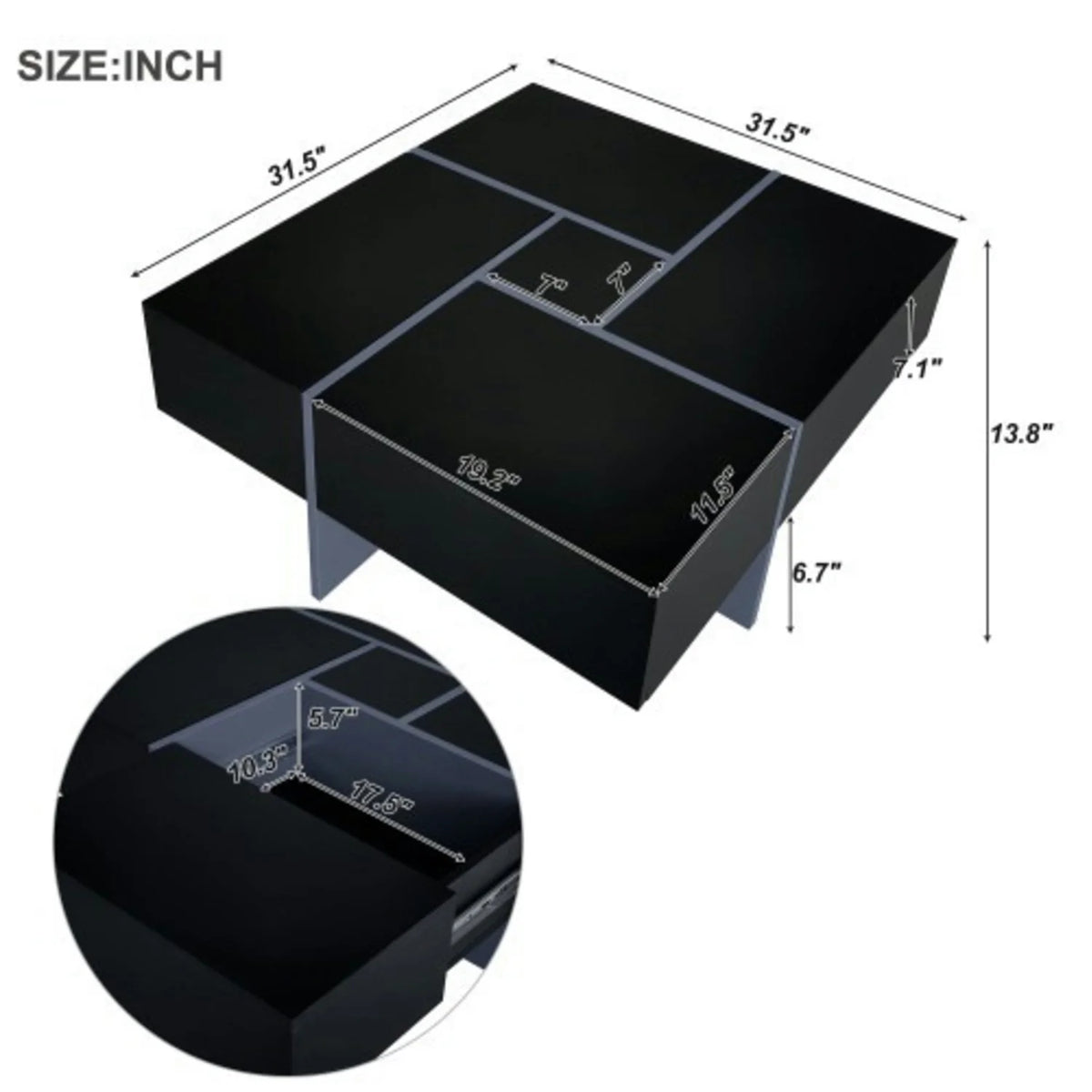 Coffee Table with 4 Hidden Storage Compartments Q68447