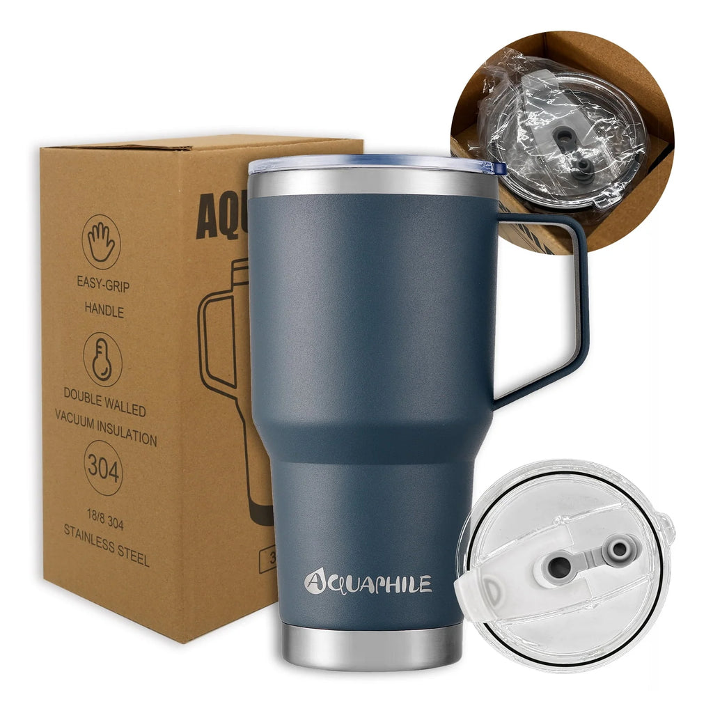 30oz Light Blue Stainless Steel Insulated Coffee Mug with Handle B183