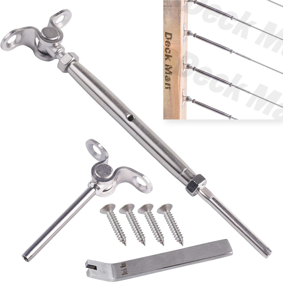T316-Stainless Steel Adjustable Angle 1/8 Cable Railing Kit/Hardware for Wood Post (30 Pack) W784111