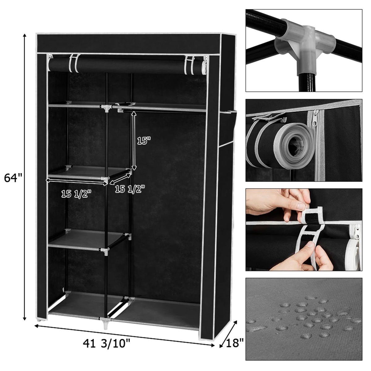 64-Inch Non-Woven Fabric Portable Closet X680949