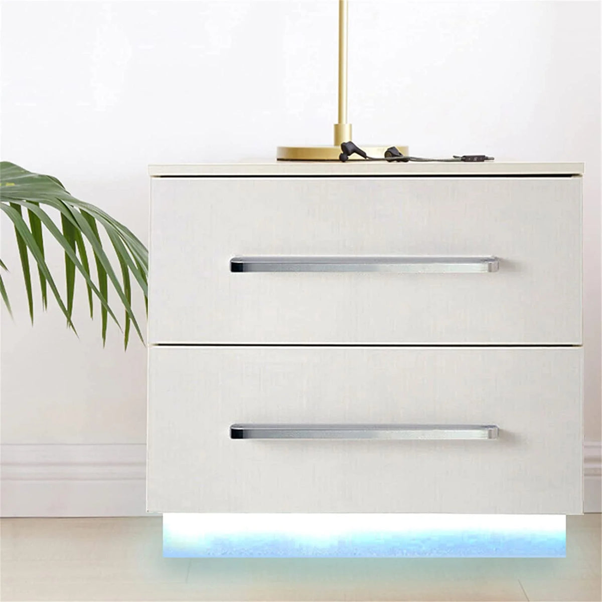 55x37x50cm 2 Drawer High Gloss Nightstand L3894