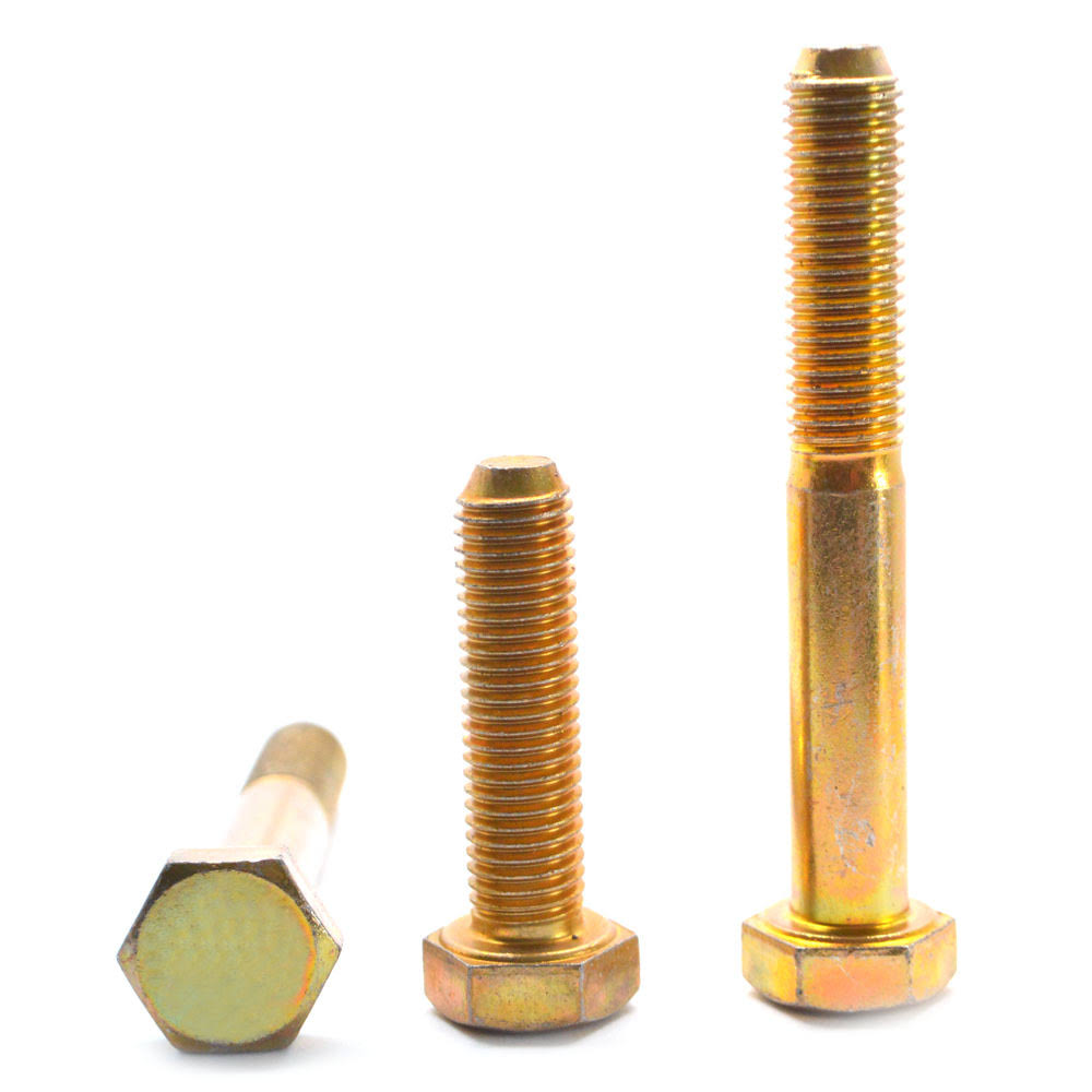 1/4-20 x 1 3/4 Coarse Thread Grade 5 Hex Cap Screw, Medium Carbon Steel, Yellow Cadmium Plated W368